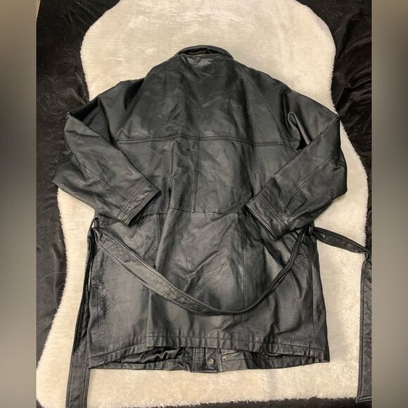 VTG Wilson’s‎ Thinsulate Black Leather Full Zip Jacket Size Large Y2K - Picture 2 of 12